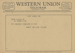 Telegram from Earl and Nancy Wilson to Amon G. Carter, Jr. by Nancy Wilson and Earl Wilson