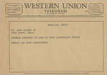 Telegram from Morris and Hugo Loewenstern to Amon G. Carter, Jr.