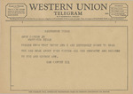 Telegram from Sam Cantey to Amon Carter, Jr. by Sam Cantey