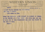 Telegram from Hugo to Minnie Meacham Carter