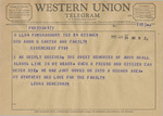 Telegram from Leona Bencinni to Minnie Meacham Carter and Family by Leona Bencinni