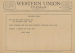 Telegram from Aunt Bebe to Amon G. Carter, Jr.