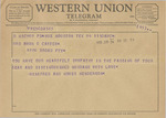 Telegram from Minifred and Homer Henderson to Minnie Meacham Carter by Minifred Henderson and Homer Henderson