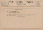 Telegram from Esther Morton to Ruth Carter Johnson by Esther Morton