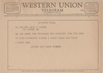 Telegram from Auzane and Harry Moser to Minnie Meacham Carter by Auzane Moser and Harry Moser