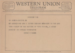 Telegram from Hines H. Baker to Amon G. Carter, Jr. by Hines H. Baker