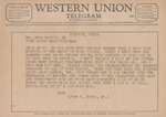 Telegram from John T. Jones, Jr. to Amon G. Carter, Jr.