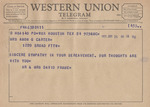 Telegram from Mr. and Mrs. David Frame to Minnie Meacham Carter by David Frame and David (Mrs.) Frame