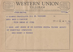 Telegram from Mrs. Henry D. Young to Minnie Meacham Carter by Henry D. (Mrs.) Young