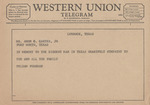 Telegram from Pelham Foreman to Amon G. Carter, Jr. by Pelham Foreman