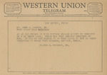 Telegram from Claude W. Meadows, Sr. to Amon G. Carter, Jr. by Claude W. Meadows Sr.