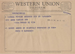 Telegram from Ruth W. Sargent to Minnie Meacham Carter