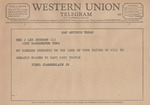 Telegram from Fidel Chamberlain, Jr. to Ruth Carter Johnson by Fidel Chamberlain Jr.