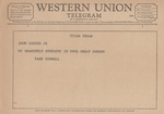 Telegram from Park Tunnell to Amon G. Carter, Jr. by Park Tunnell