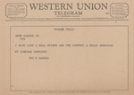 Telegram from John N. Garner to Amon G. Carter, Jr. by John N. Garner