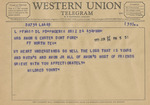 Telegram from Mildred Yount to Minnie Meacham Carter by Mildred Yount