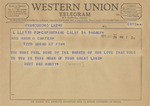 Telegram from Bertice and Rusty Hobbs to Minnie Meacham Carter by Bertice Hobbs and Rusty Hobbs