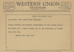 Telegram from George and Jane Lait to Jim North by George Lait and Jane Lait