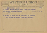 Telegram from Beulah WIlliams to Minnie Meacham Carter by Beulah Williams