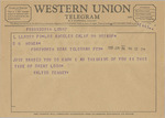 Telegram from Walter Tenney to B. N. Honea by Walter Tenney