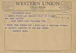 Telegram from Charles Baad to Minnie Meacham Carter by Charles Baad