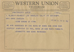 Telegram from Jeannette and Gene Raymond to Minnie Meacham Carter by Jeannette Raymond and Gene Raymond