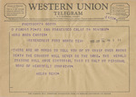 Telegram from Helen Reid to Minnie Meacham Carter by Helen Reid