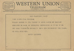 Telegram from David Lawrence to the Fort Worth Star Telegram by David Lawrence