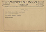 Telegram from Allene Griggs to Ruth Carter Johnson and Family