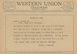 Telegram from David B. Findlay to Amon G. Carter, Jr. by David B. Findlay