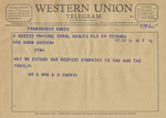 Telegram from Mr. and Mrs. A. B. Curry to Minnie Meacham Carter by A. B. Curry and A. B. (Mrs.) Curry