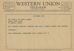 Telegram from Carl Stockholm to the Family of Amon Carter