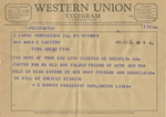 Telegram from H. C. Murphy to Minnie Meacham Carter by H. C. Murphy