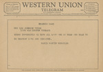 Telegram from Marie Martin Merseles to Ruth Carter Johnson by Marie Martin Merseles