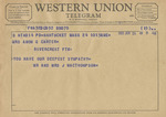 Telegram from Mr. and Mrs. J. MacThompson to Minnie Meacham Carter