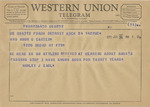 Telegram from Harley J. Earl to Minnie Meacham Carter by Harley J. Earl