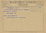 Telegram from Dr. and Mrs. Leo E. Phillips to Minnie Meacham Carter by Leo E. Phillips and Leo E. (Mrs.) Phillips