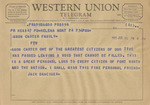 Telegram from Jack Danciger to Amon Carter Family by Jack Danciger