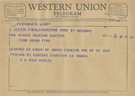 Telegram from R. B. Dick Boyle to Minnie Meacham Carter by R. B. Dick Boyle