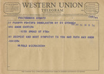 Telegram from Harold McCracken to Minnie Meacham Carter by Harold McCracken