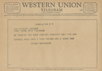 Telegram from Harold McCracken to Mrs. Katrine Deakins by Harold McCracken