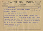 Telegram from David Sarnoff to Minnie Meacham Carter