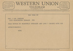 Telegram from Mimi to Ruth Carter Johnson