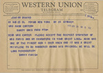 Telegram from Barry Faris to Minnie Meacham Carter by Barry Faris