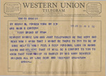 Telegram from Myra to Minnie Meacham Carter