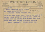 Telegram from Austin P. Hancock to Minnie Meacham Carter