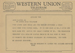 Telegram from Howard McMahon to Amon G. Carter, Jr. by Howard McMahon