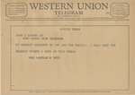 Telegram from Ladelle K. Ince to Amon G. Carter, Jr. by Ladelle K. Ince