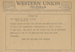 Telegram from John Ben Shepperd to the Family of Amon G. Carter by John Ben Shepperd