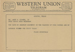 Telegram from Frank Schofield to Amon G. Carter Jr.